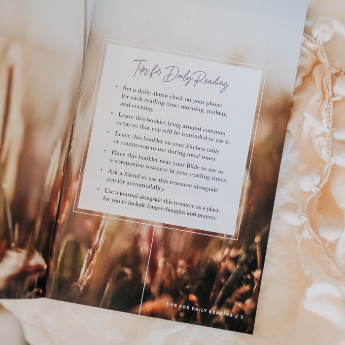 Meditations for Seasons of Waiting is open to "Tips for Daily Reading" page