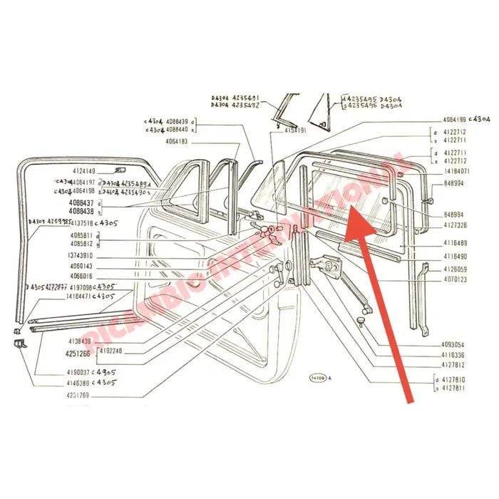 O/S Right Door Glass - Classic Fiat 500 F,L,R all models - Glass & Associated Parts