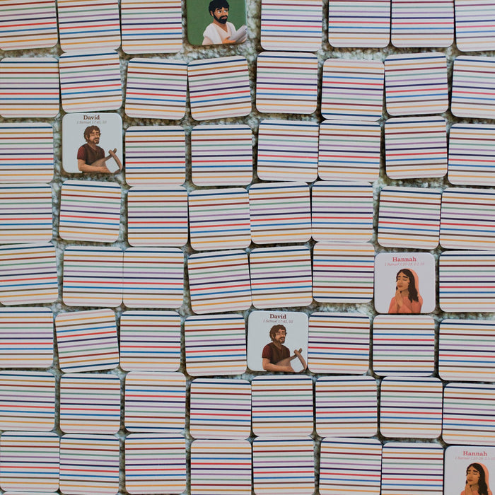 Full view of all tiles in matching game of People of the Old Testament