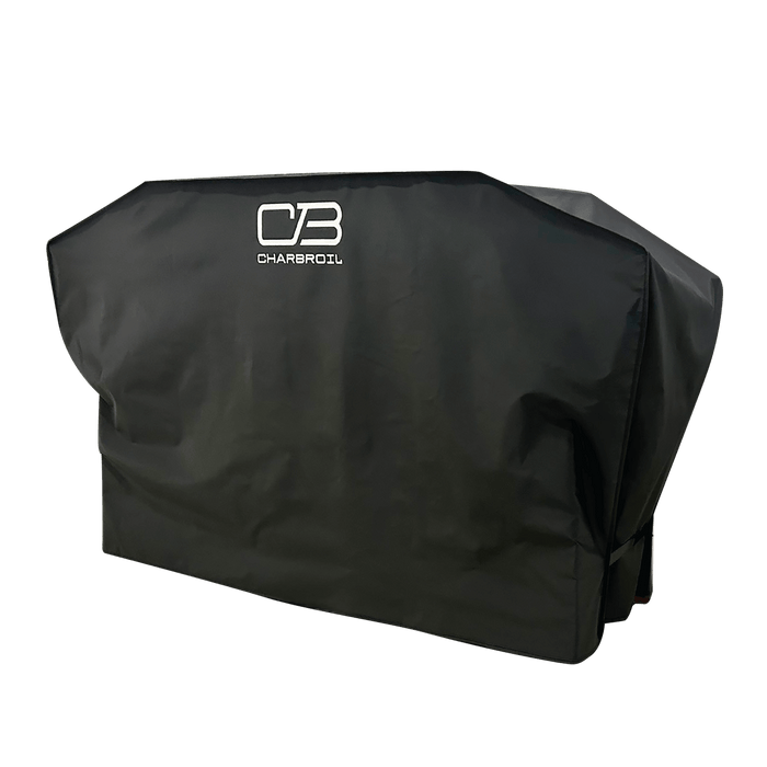 Black Char-Broil grill cover with logo.