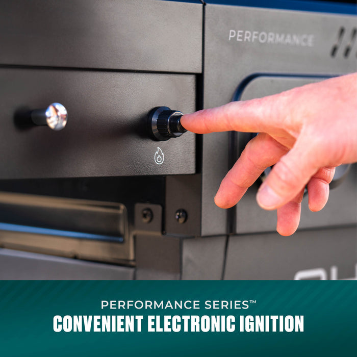 Gray Performance Series grill with finger adjusting control knob.