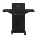 Black Char-Broil Performance Series gas grill with control knobs and thermometer.