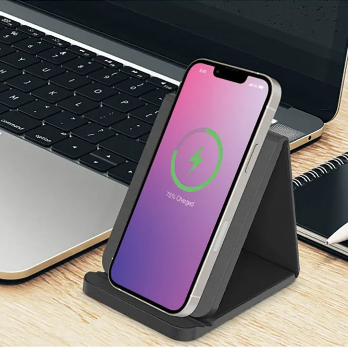 Phunkeetree Wireless Folding Leather Charging Stand foldbl Black