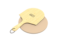 Light brown wooden cutting board with "CHARGER" logo and handle loop.