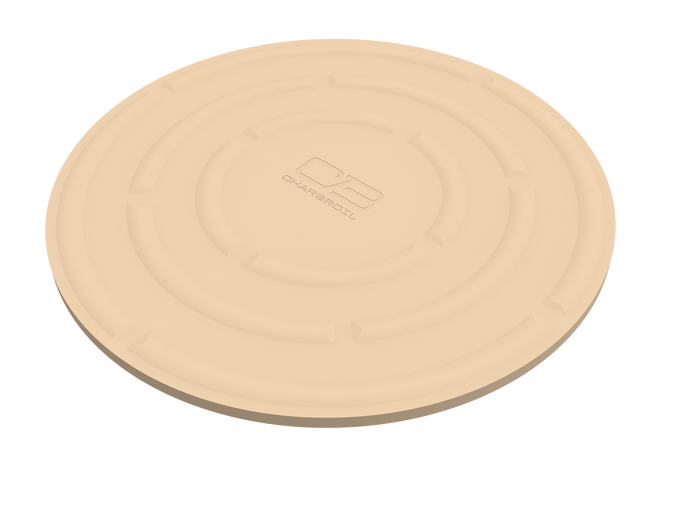 Beige plastic lid with embossed "Char-Broil" logo and concentric circles.