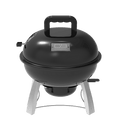Black Char-Broil kettle grill with lid and stand.