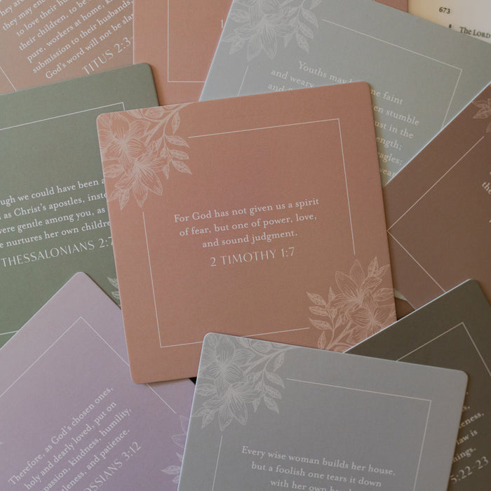 Assorted Prayers for Motherhood verse cards laying on top of one another
