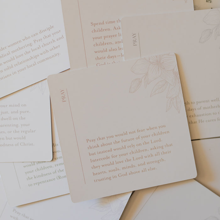 Stack of Prayers for Motherhood verse cards laying on top of one another