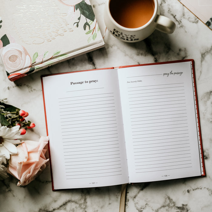 a red leatherette journal for motherhood