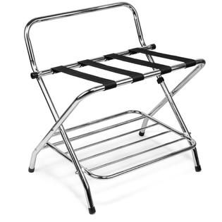 Private Label 2-Shelf High Back Chrome Luggage Rack 71058KD
