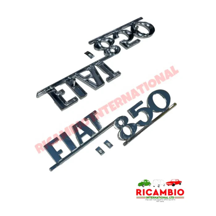Rear Chrome Badge & Clips - Fiat 850 - Badge - Grille & Emblem