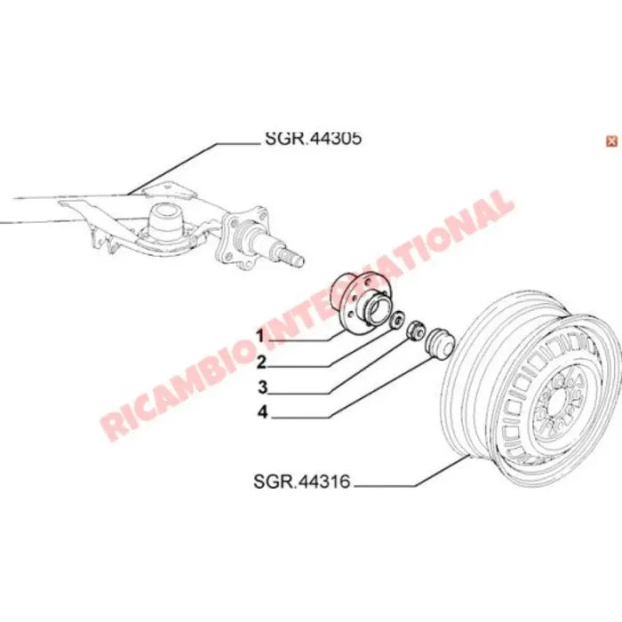 Rear Hub & Bearing Complete - Classic Fiat Panda,Cinquecento,Seicento,Uno,Tipo,Tempra,127,128,Strada,Ritmo - Suspension