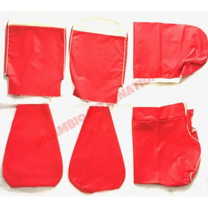 Red & Ivory Seat Covers Set - Classic Fiat 500 - Seat Covers - Padding and Seat Spring