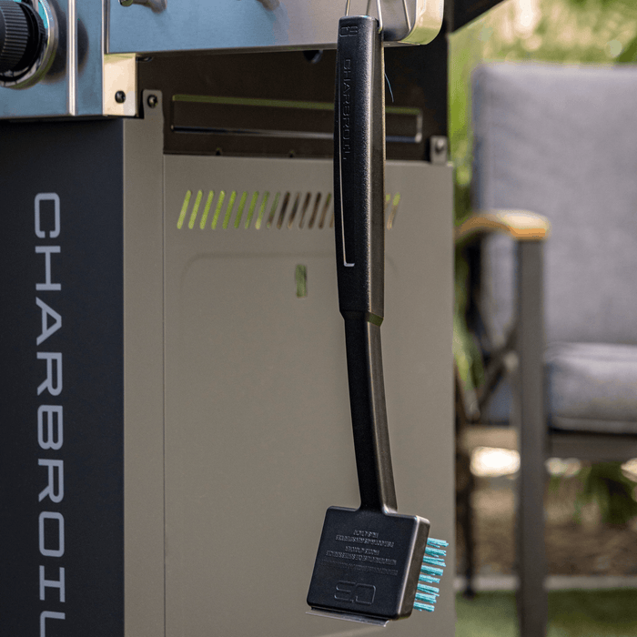 Black Char-Broil electric grill with control panel and handle.