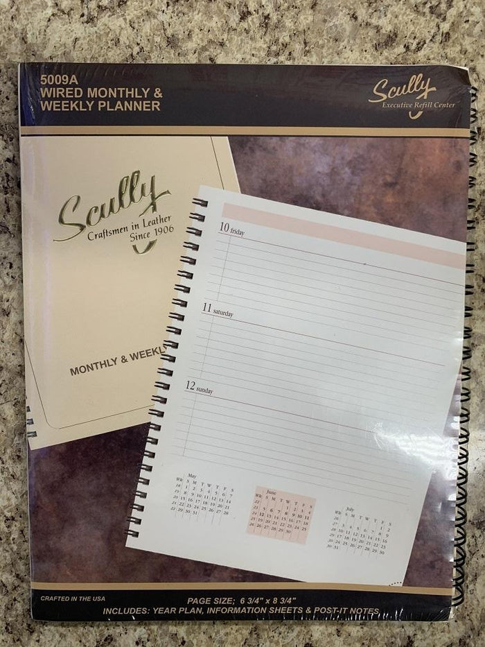Scully 2027 5009A-27 Monthly + Weekly 6.75" x 8.75" Spiral Agenda Refill