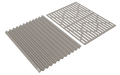 Gray metal cooling fins with text overlay, likely for heat dissipation in electronic devices.