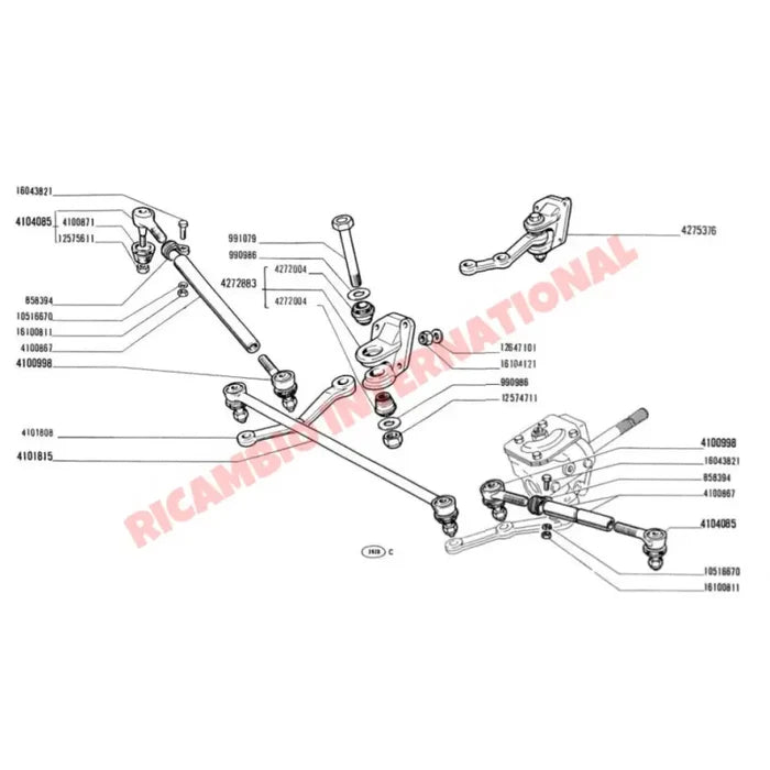 Steering Idler Bolt & Nut (LHD) - Classic Fiat 500 126 600 850 - Steering
