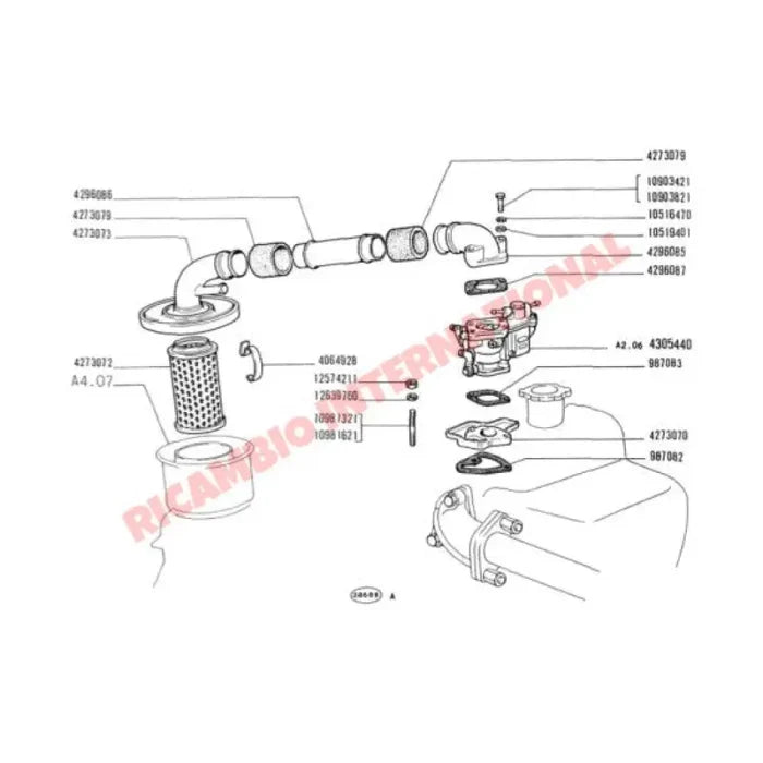 Top Carburettor Aluminium Elbow & Gasket - Classic Fiat 500 - Classic Fiat 500 Parts & Spares