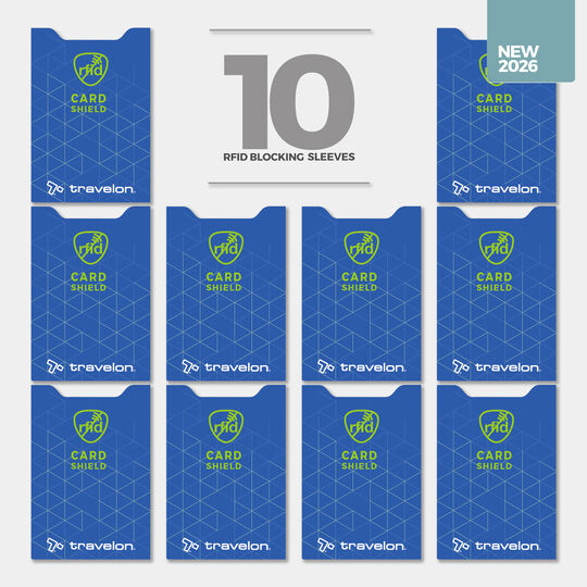 Travelon Set of 10 RFID Blocking Card Sleeves 13701 Blue
