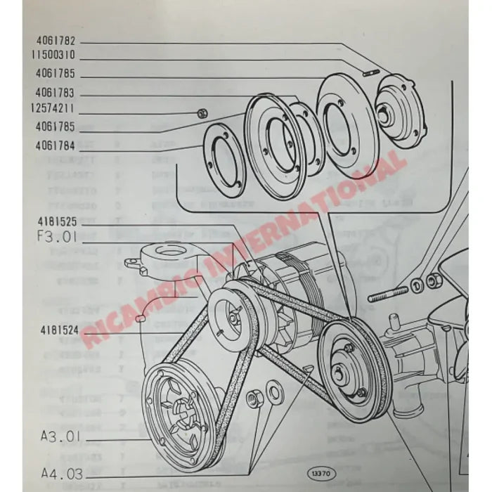 Water Pump Pulley Kit - Fiat 600 850 - Heating & Cooling
