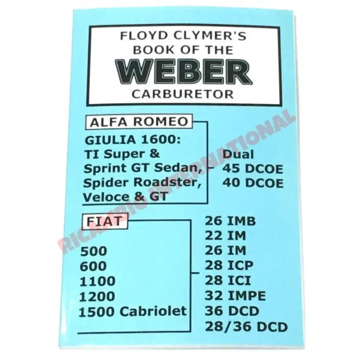 WEBER Carburettor Installation Maintenance & Setup Manual - Books & Manuals