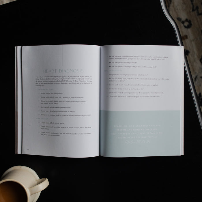 When Faith Meets Fear Opened with text on a dark surface