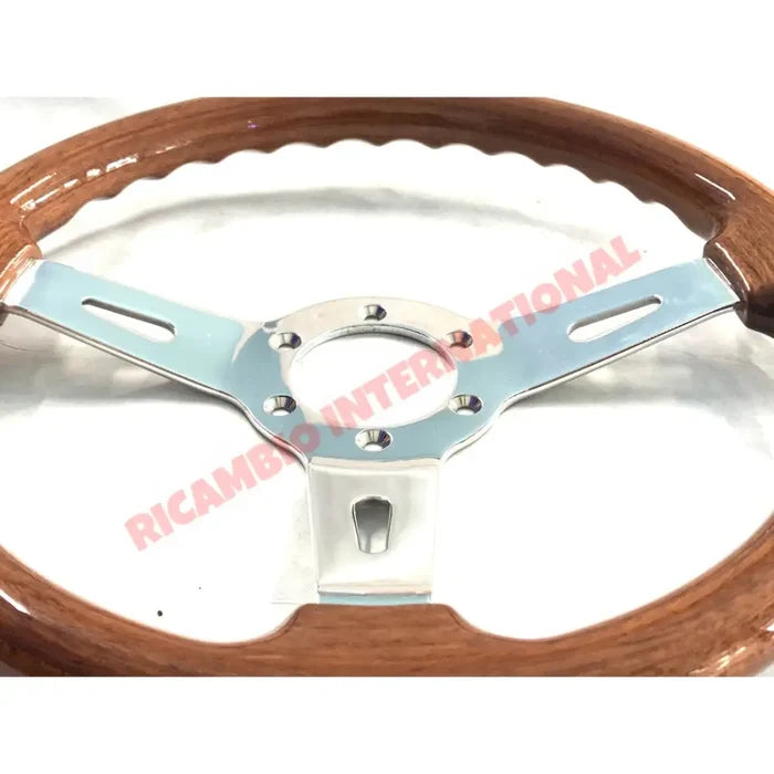 Wood & Polished Alloy Steering Wheel - Classic Fiat 500 126,600,850 plus many more - Steering