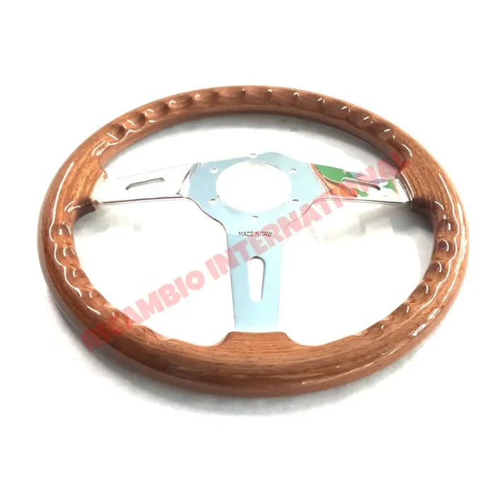 Wood & Polished Alloy Steering Wheel - Classic Fiat 500 126,600,850 plus many more - Steering