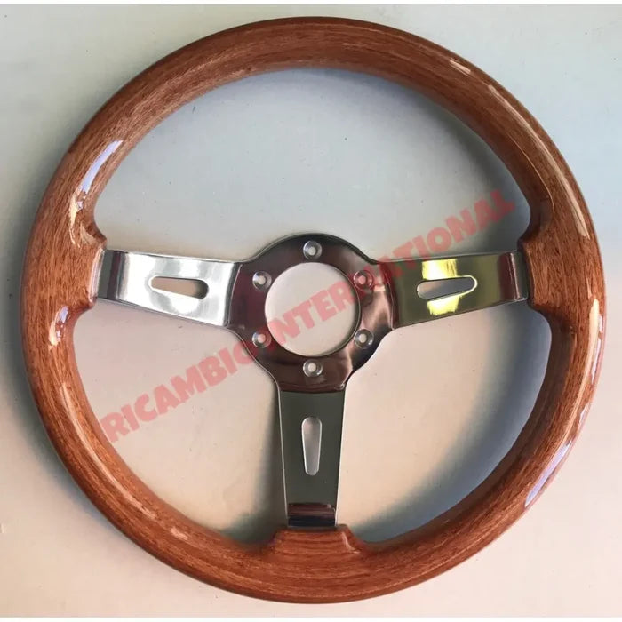 Wood & Polished Alloy Steering Wheel - Classic Fiat 500 126,600,850 plus many more - Steering